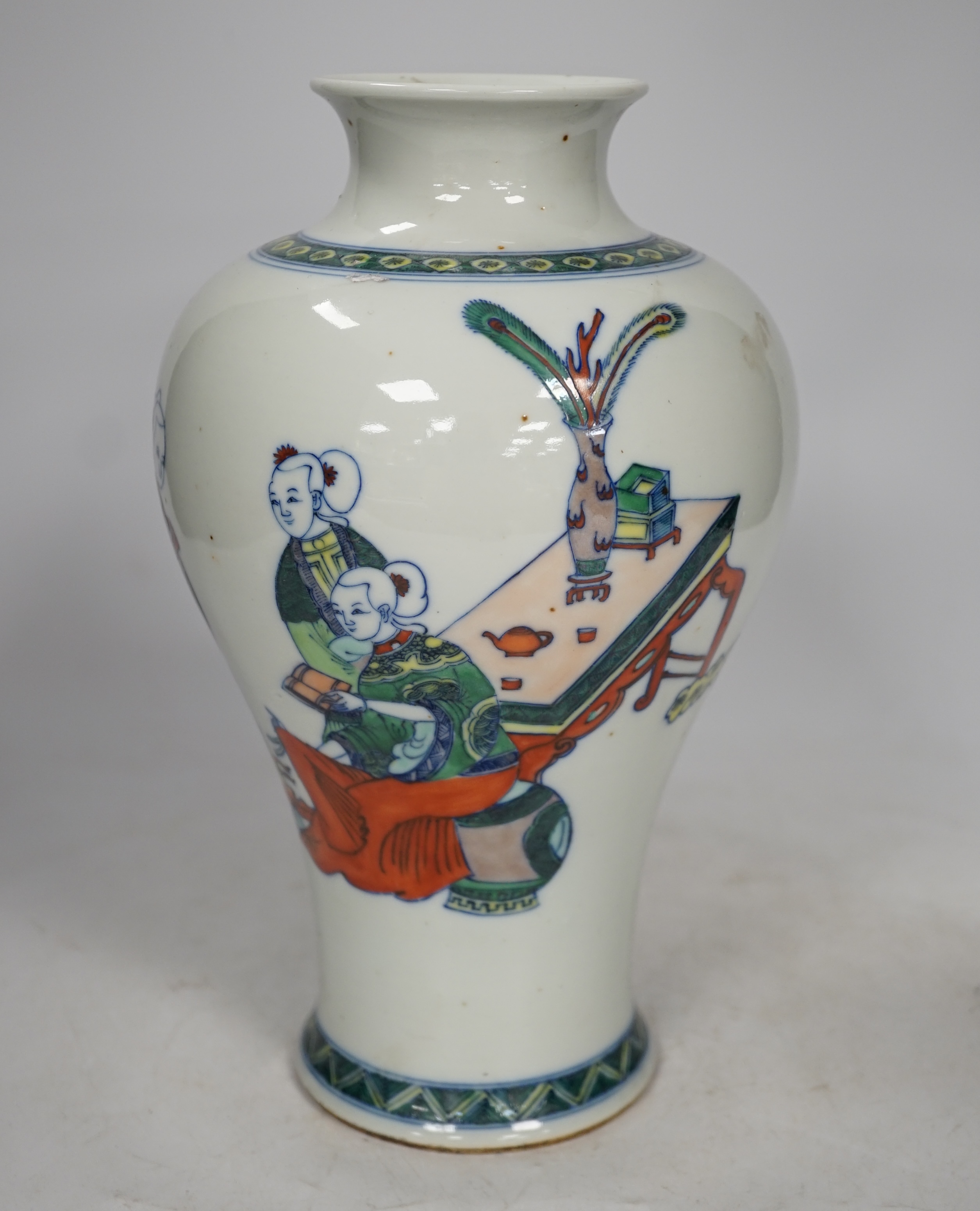 A Chinese baluster doucai vase, 27cm high. Condition - good